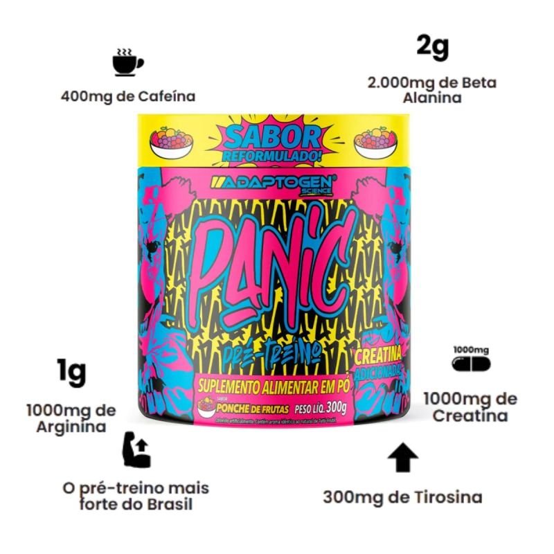 PRÉ TREINO PANIC PRE WORKOUT FRUIT PUNCH 300G