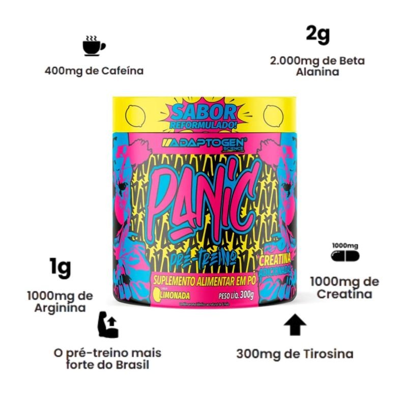 PRÉ TREINO PANIC PRE WORKOUT LIMONADA 300G
