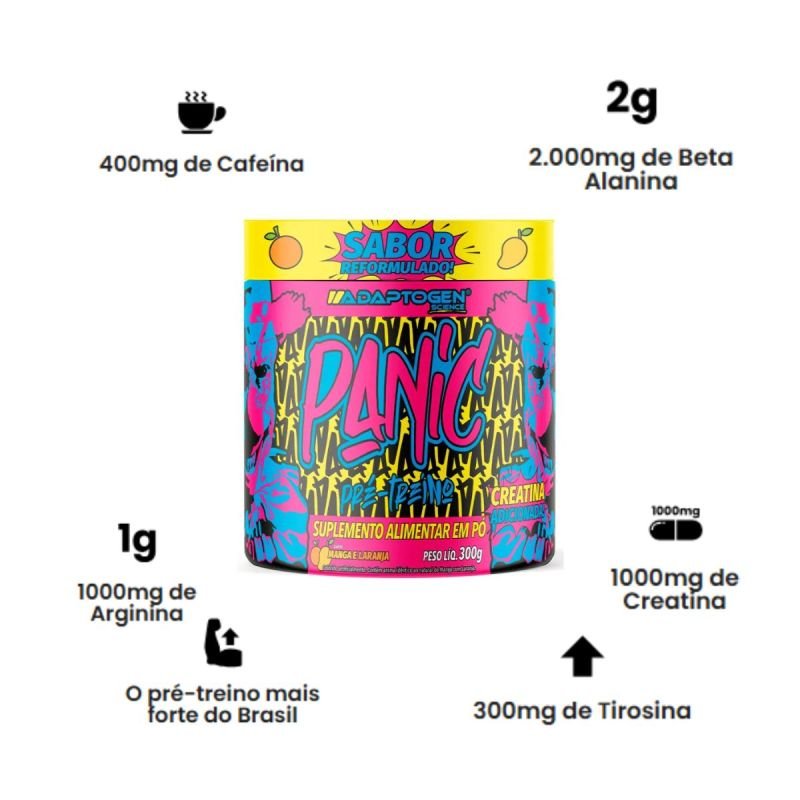 PRÉ TREINO PANIC PRE WORKOUT MANGA COM LARANJA 300G