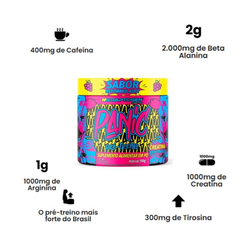 Panic Pré Treino sabor Uva 150g Adaptogen