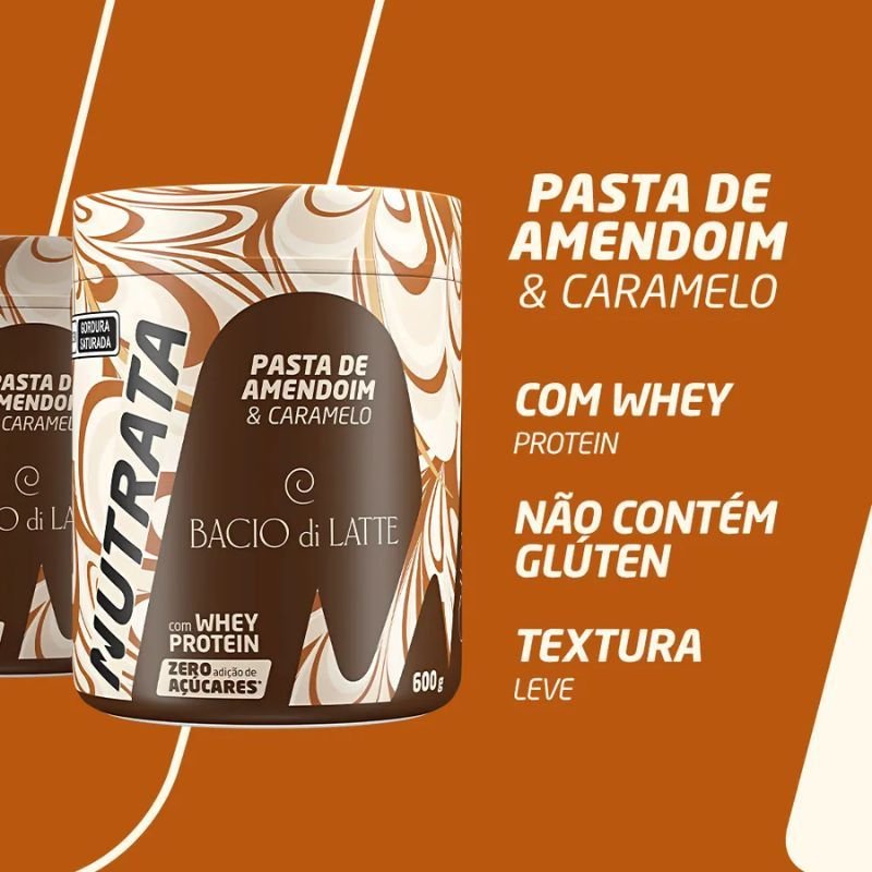 Pasta de Amendoim Bacio di Latte sabor Caramelo Salgado 600g Nutrata