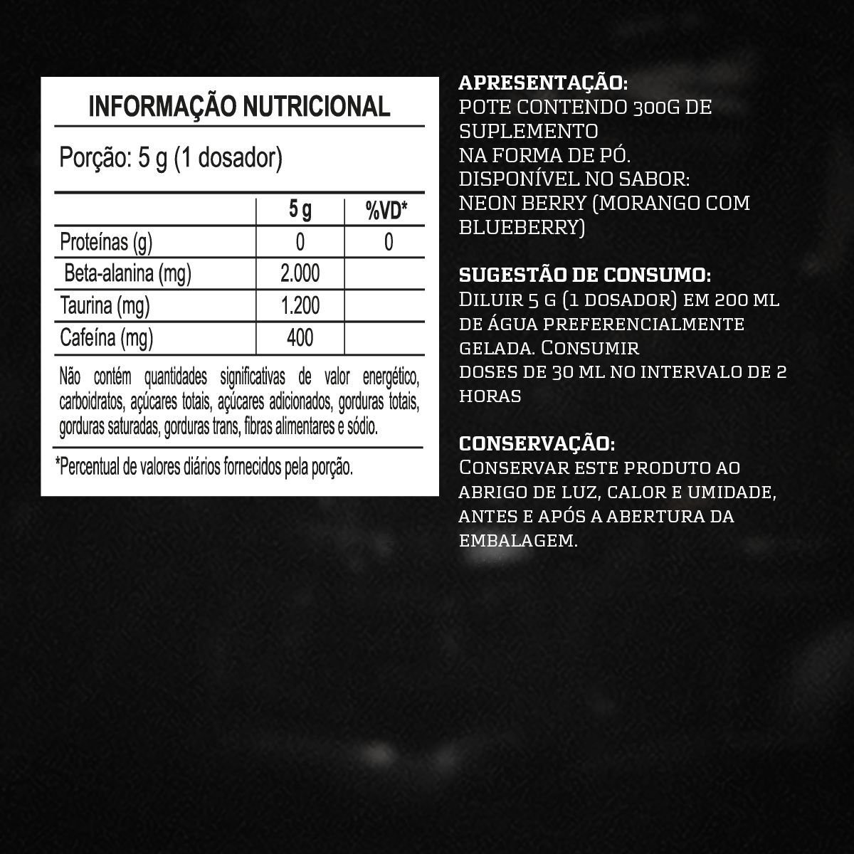 Pré-Treino Evora XT Sabor Neon Berry 300g Darkness