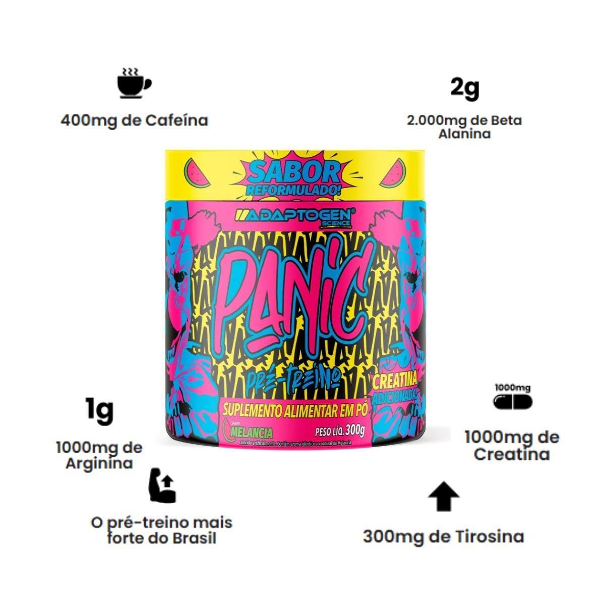 PRÉ TREINO PANIC PRE WORKOUT MELANCIA 300G