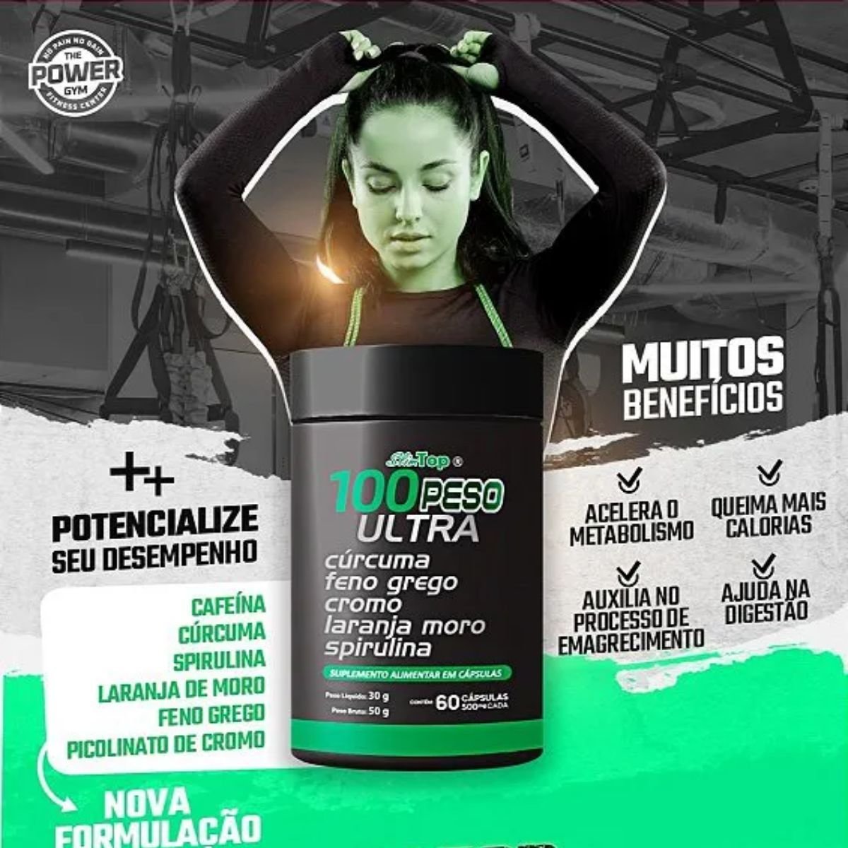 Slim top 100 peso ultra 60 cápsulas 500mg Perfeita Alquimia
