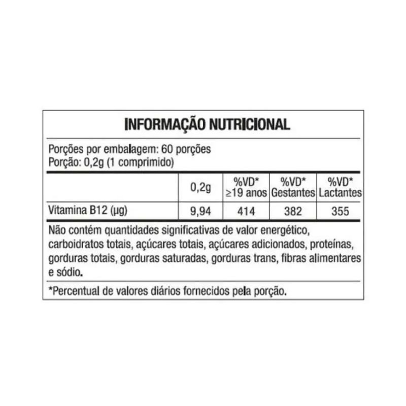 Vitamina B12 60 comprimidos mastigáveis Maxinutri
