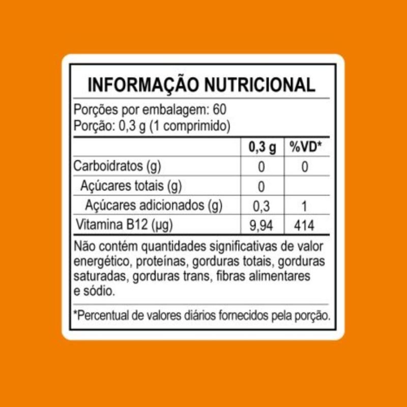 Vitamina B12 metilcobalamina 60 comprimidos mastigaveis Tiaraju