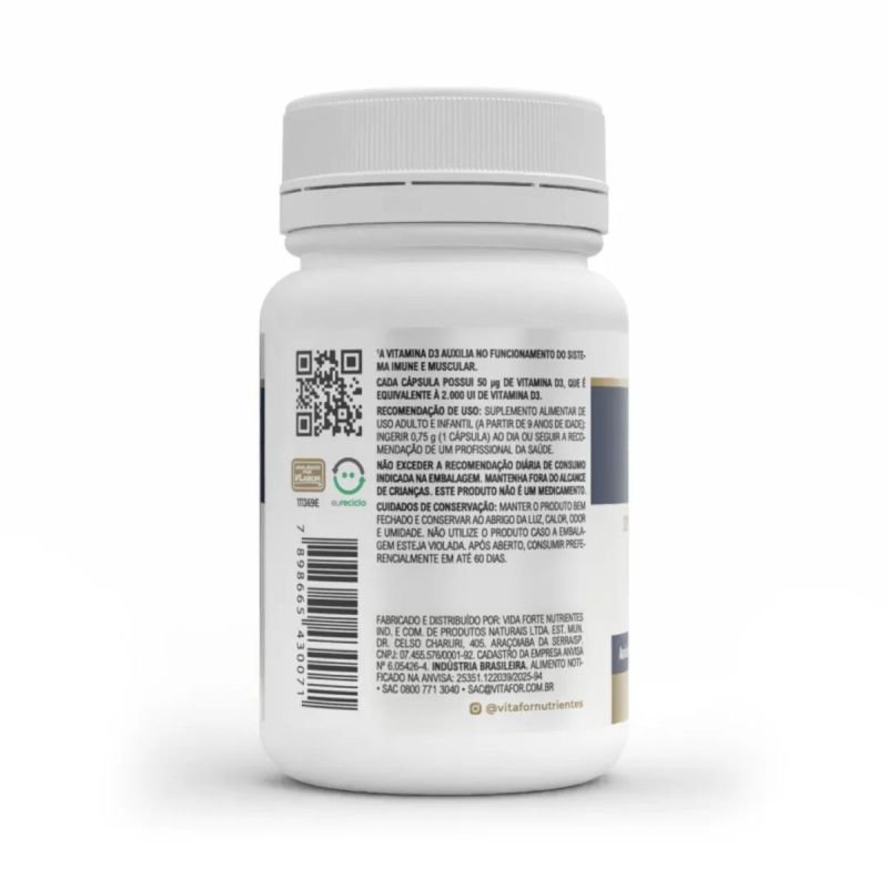 Vitamina D3 60 Cápsulas Vitafor