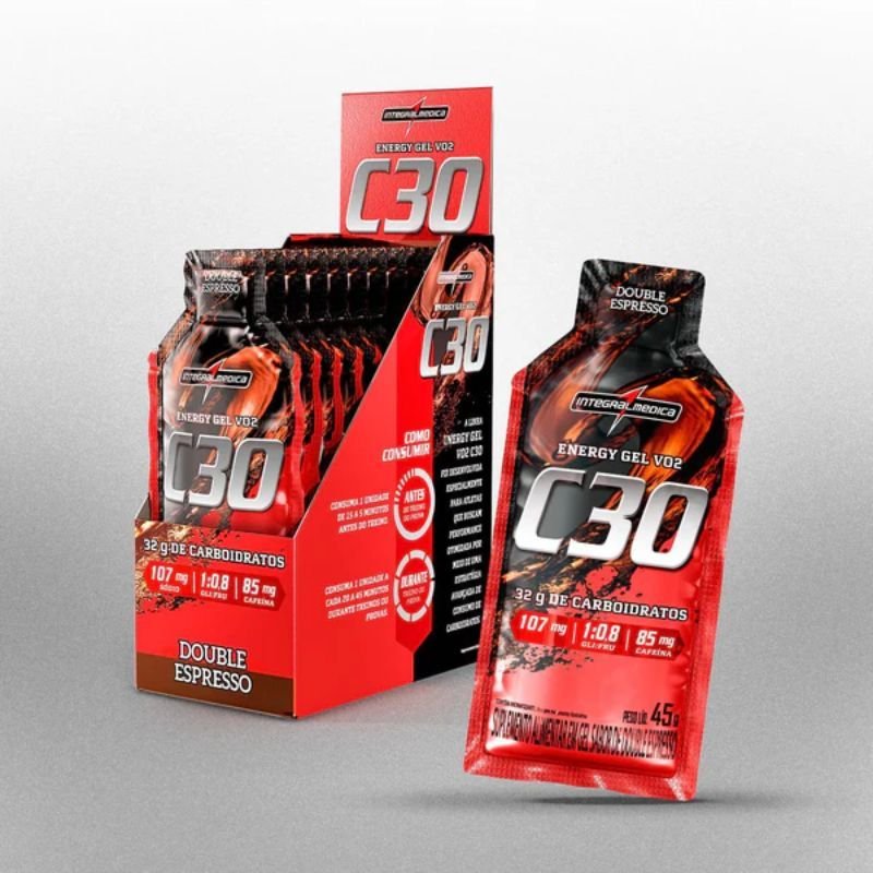 VO2 Energy Gel C30 com Cafeína Integralmédica Chocolate 30g