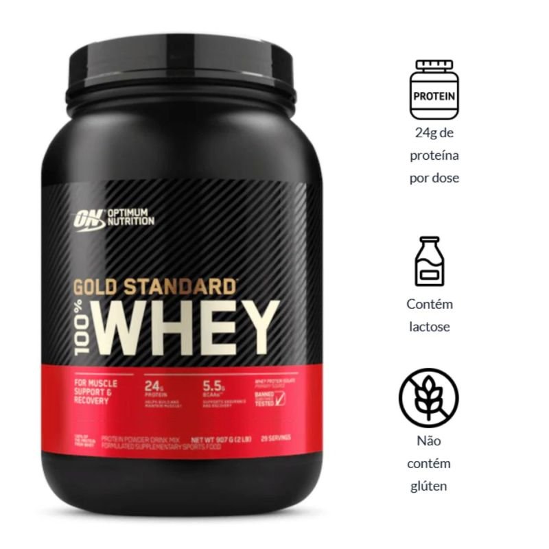Whey 100% Gold Standard sabor Cookies e Cream 900g Optiumum Nutrition
