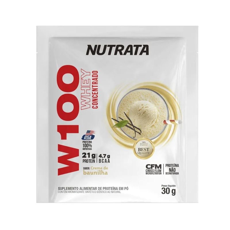 Whey 100% sabor Baunulha sachê com 30g Nutrata