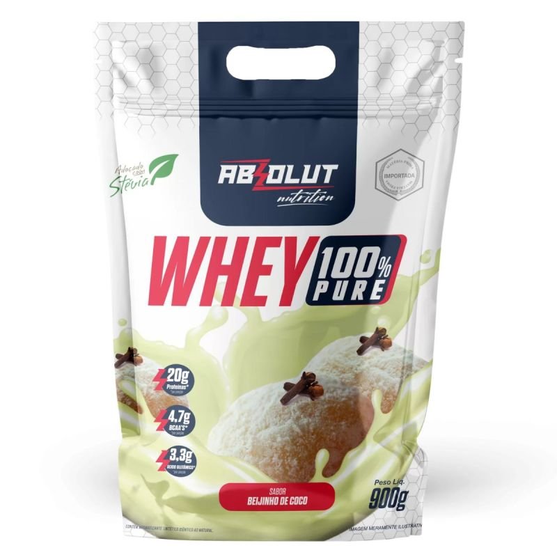 WHEY PROTEIN 100% PURE REFIL 900G ABSOLUT NUTRITION SABOR BEIJINHO DE COCO