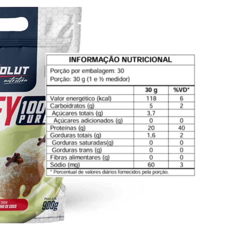 WHEY PROTEIN 100% PURE REFIL 900G ABSOLUT NUTRITION SABOR BEIJINHO DE COCO