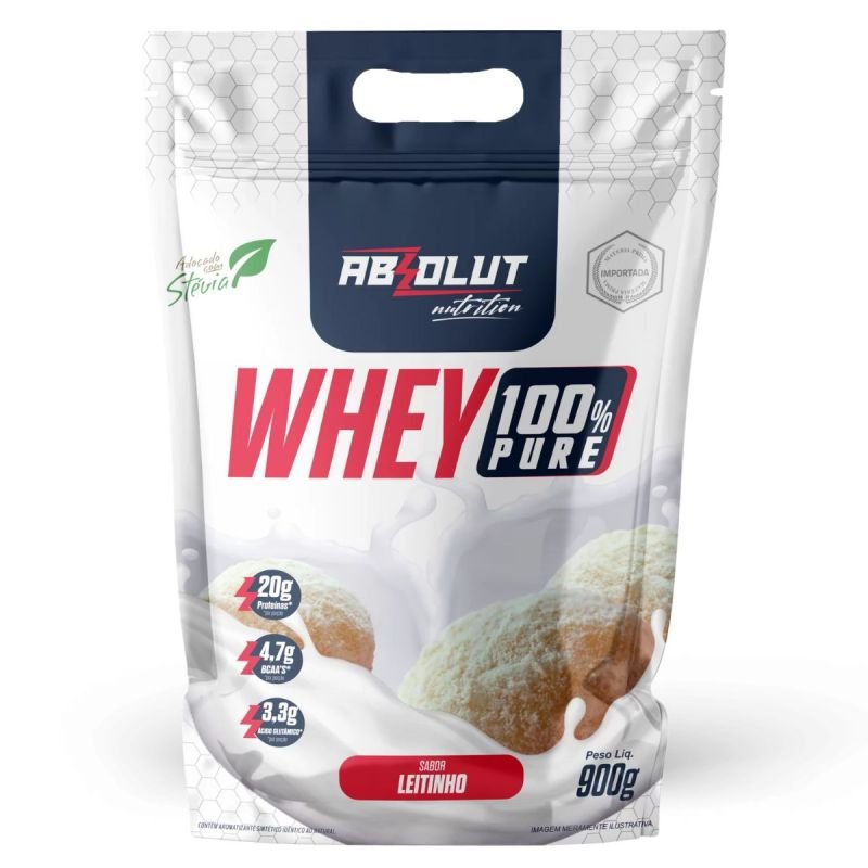 WHEY PROTEIN 100% PURE REFIL 900G ABSOLUT NUTRITION SABOR LEITINHO