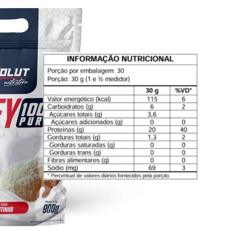 WHEY PROTEIN 100% PURE REFIL 900G ABSOLUT NUTRITION SABOR LEITINHO