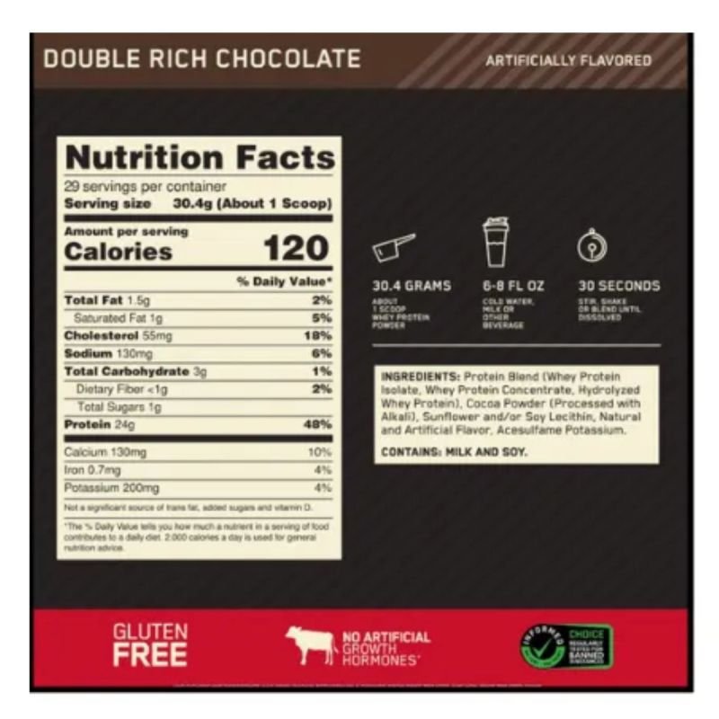 Whey Protein Gold Standard 100% sabor Chocolate 907g Optimum Nutrition