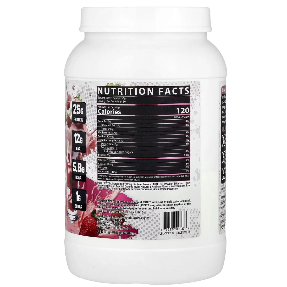 Whey Protein Isofit sabor Morango 900g Nutrex