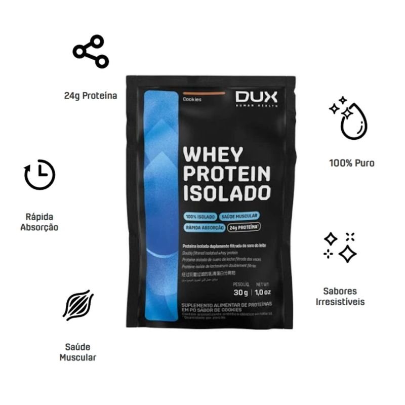 WHEY PROTEIN ISOLADO COOKIES DUX NUTRITION SACHE 30G