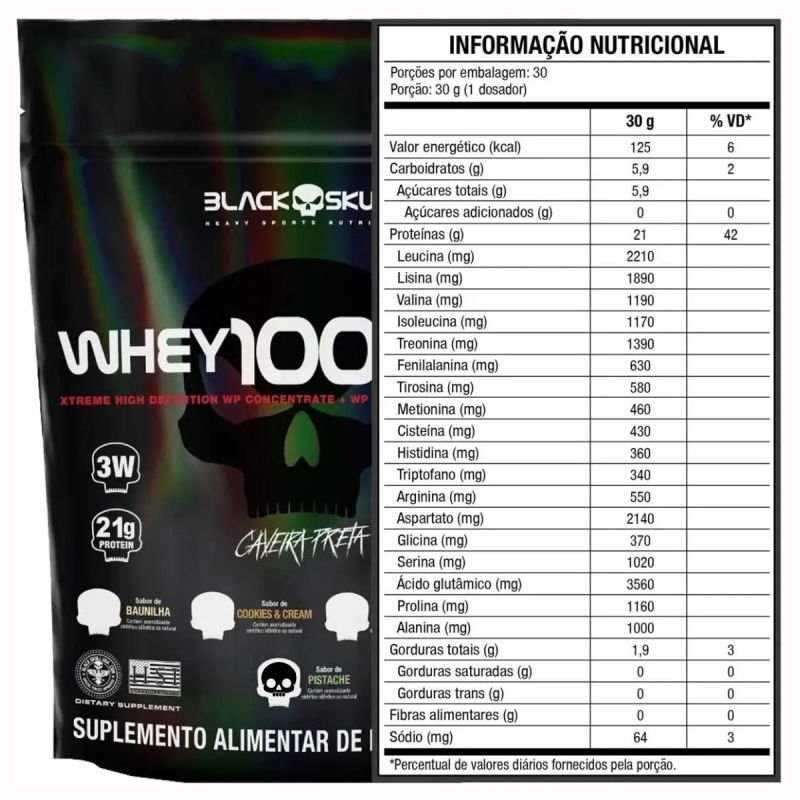 Whey Refil 100% HD Sabor Pistache 900g Black Skull