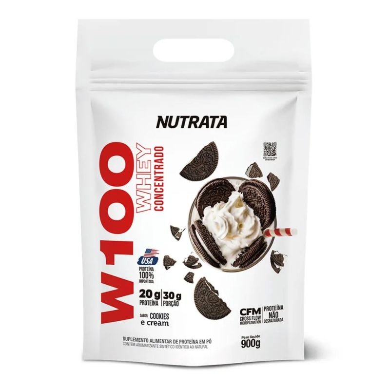 Whey W100 Concentrado sabor Cookies e Cream 900g Nutrata