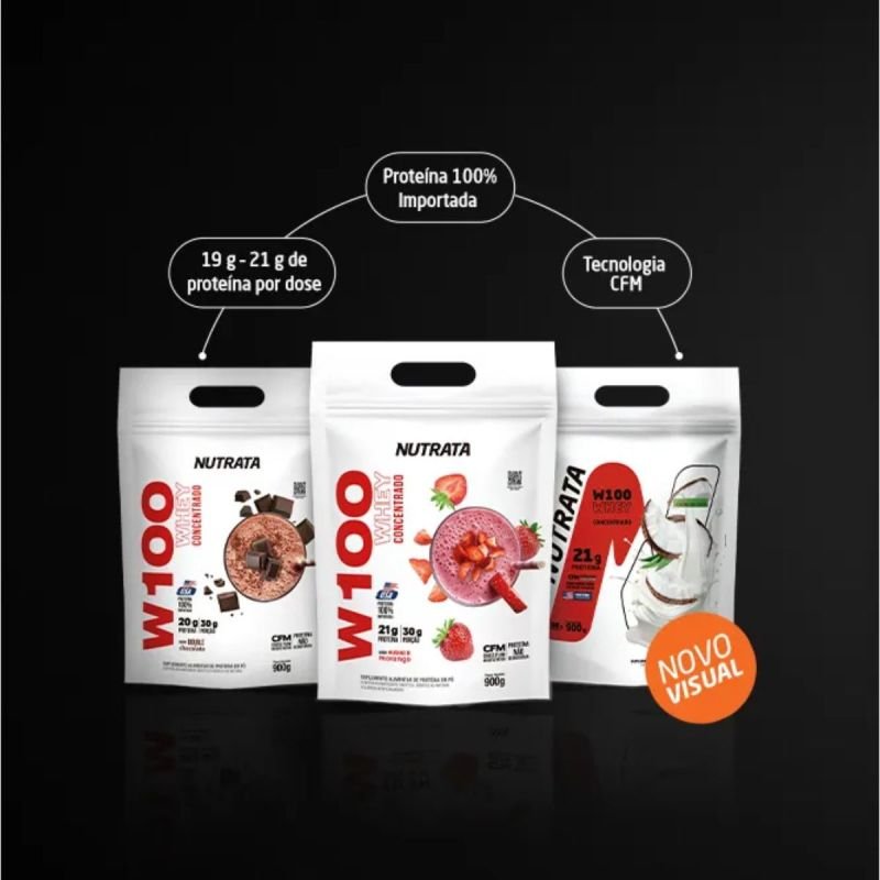 Whey W100 Concentrado sabor Cookies e Cream 900g Nutrata