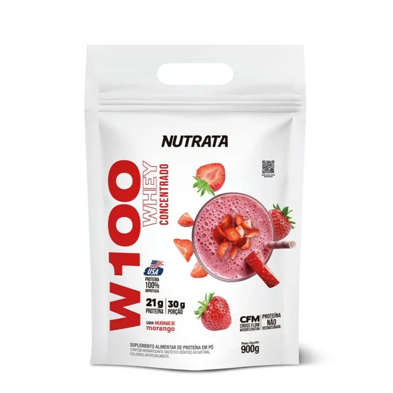 WHEY 100% MORANGO 900GR REFIL - NUTRATA